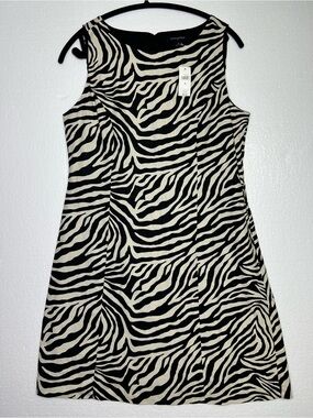 Banana Republic zebra print linen sleeveless dress size 8 NWT